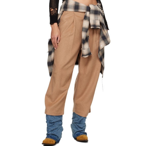 New R13 Articulated Knee Tan Wool Trousers Size 27